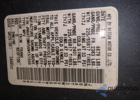 2016 Nissan Rogue S z USA, uszkodzony, nr VIN JN8AT2MV5GW151568